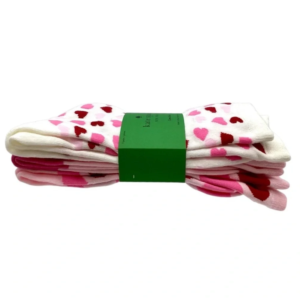 Kate Spade New York “Hearts” 3pk. Crew Socks (NWT) (Shoe Size: 4-10)